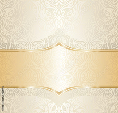 Gold Floral wedding invitation wallpaper trend design