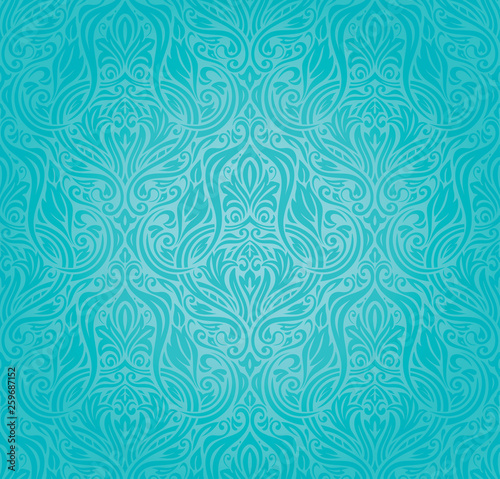 Turquoise floral  vintage background wallpaper green blue fashion decorative design
