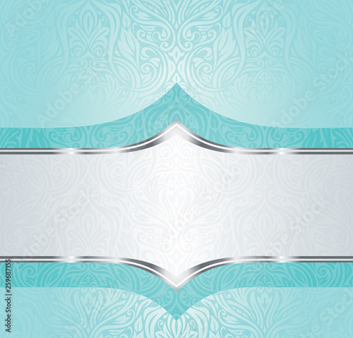 Turquoise green blue background design floral  wallpaper 