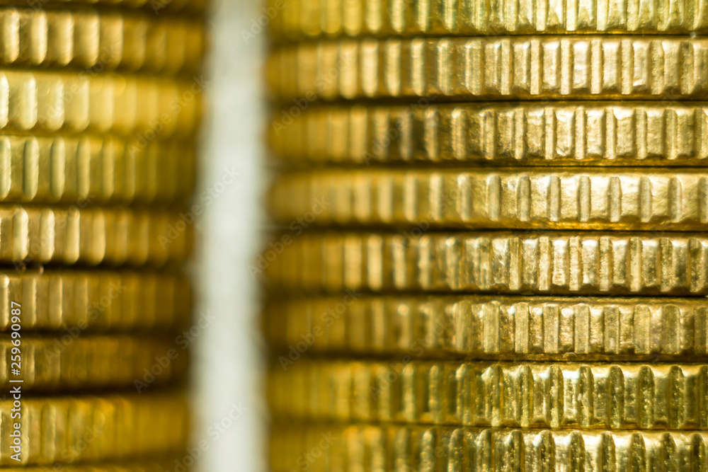 Makrofoto two stacks of coins. Front view . A good image for a site about finance, money, collection, relationships. Makrofoto two stacks of coins. Front view . A good image for a site about finance, money, collection, relationships.