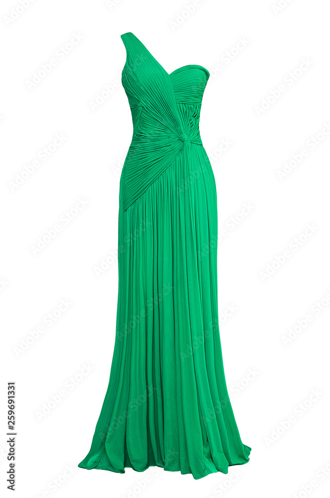 Luxury evening green dress with isolated on white background Luxury evening green dress with isolated on white background