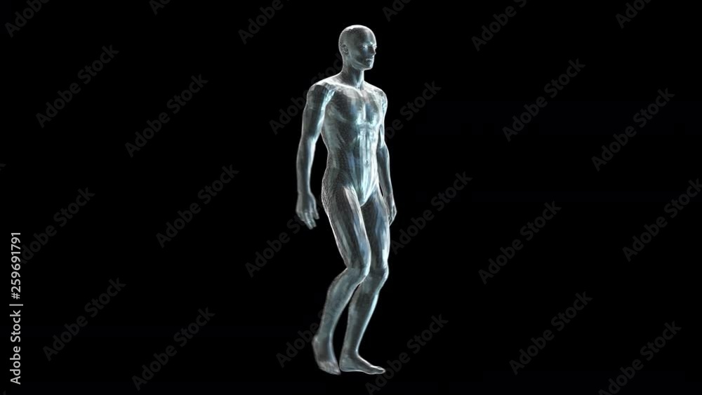 Geometric laser human figure walking isolated with alpha channel. Seamless metal retro futuristic animation with transparency Geometric laser human figure walking isolated with alpha channel. Seamless metal retro futuristic animation with transparency