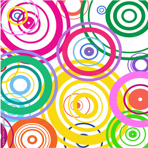 Multicolored rings on white background 