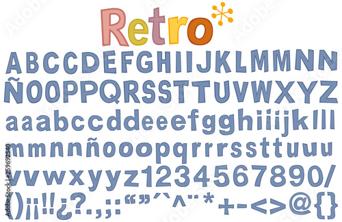 Retro alphabet. Vector alphabet to give a retro look to your designs. Important: it is a set of vector letters, numbers and signs, not an install font.