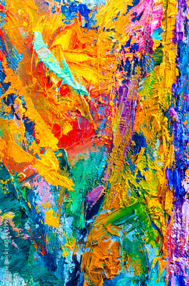Abstract colorful oil painting on canvas. Oil paint texture with brush and  palette knife strokes. Multi colored wallpaper. Macro close up acrylic  background. Modern art concept. Vertical fragment. Stock Photo | Adobe