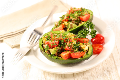 avocado salad isolated on white background