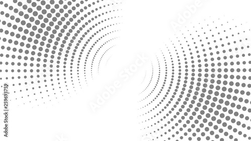 Animated background from gray dotted circles rotating on white background. Technology, science social networking and engineering motion background. Animation in 4K