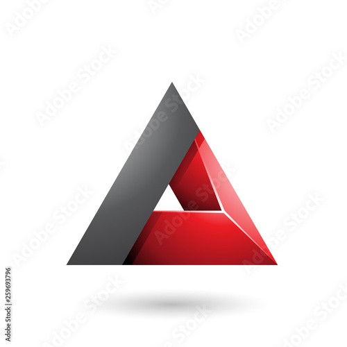 Black and Red 3d Triangle with a Hole Vector Illustration