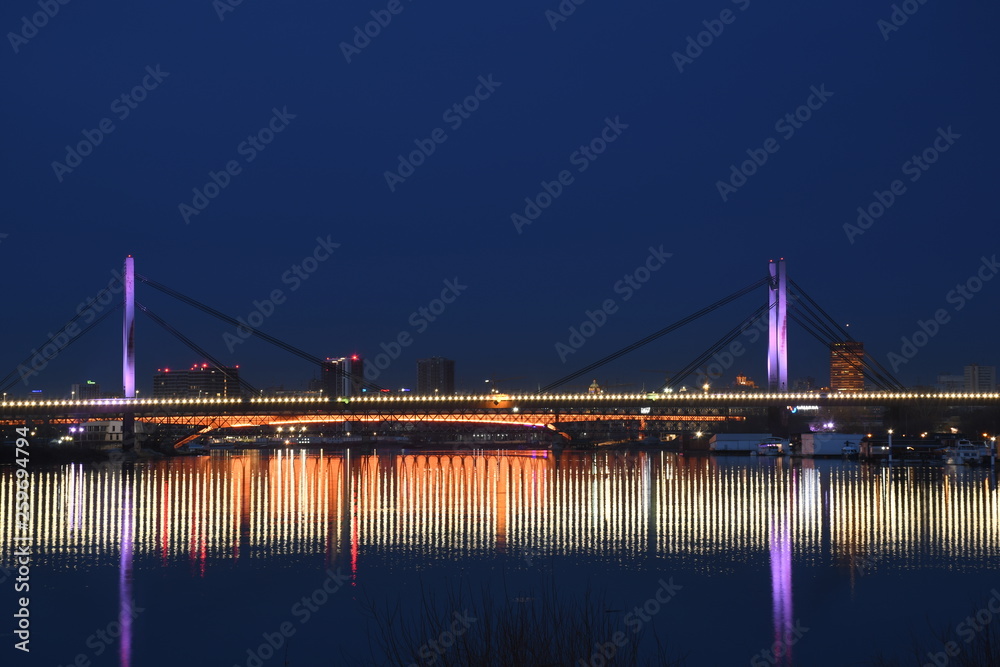 Fototapeta premium Belgrade bridges at night