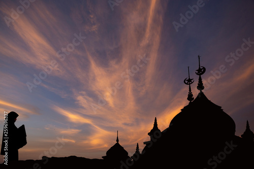 Muslims young  pray for God  in Ramadan with hope and forgiveness Islam is a belief for the five-day prayer Concept  Culture beliefs for mercy from heaven