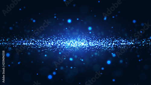 Shining abstract particles background. Dynamic particle explosions background from the arrangement of millions of luminous particles. Eps10 vector illustration