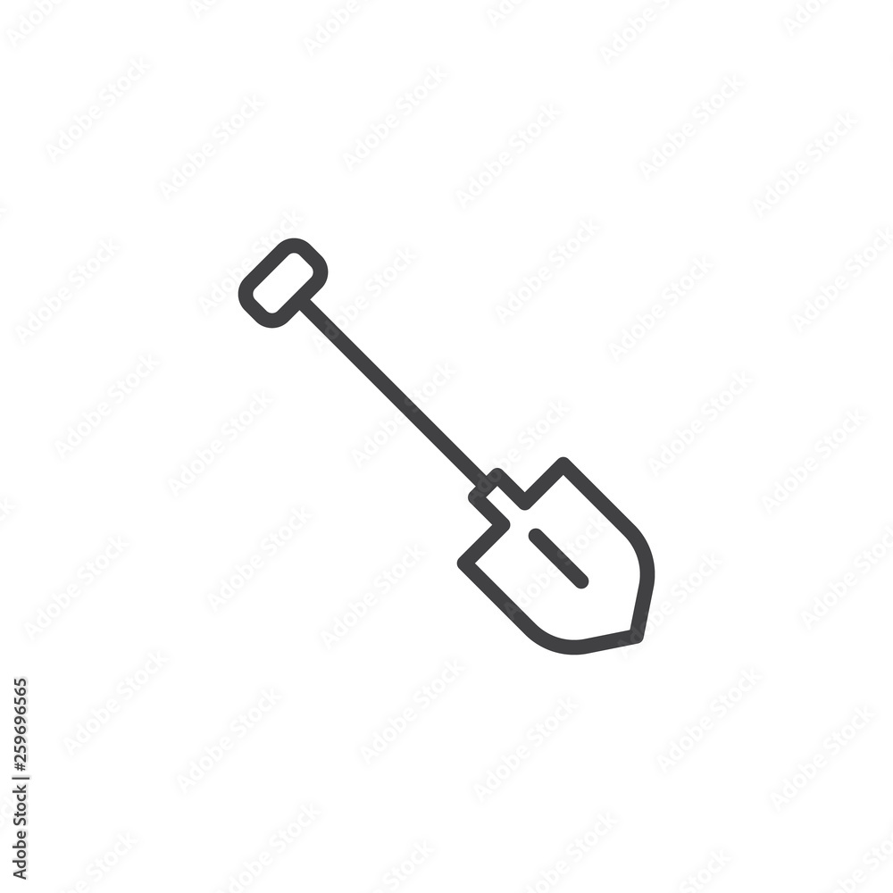 Garden shovel line icon. linear style sign for mobile concept and web design. Spade outline vector icon. Gardening and agriculture symbol, logo illustration. Pixel perfect vector graphics Garden shovel line icon. linear style sign for mobile concept and web design. Spade outline vector icon. Gardening and agriculture symbol, logo illustration. Pixel perfect vector graphics
