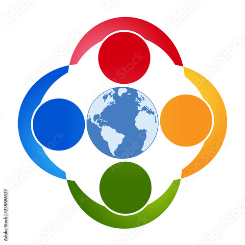  Graphic Wold group connection logo.people in the circle.logo team work 