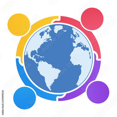  Graphic Wold group connection logo.people in the circle.logo team work 
