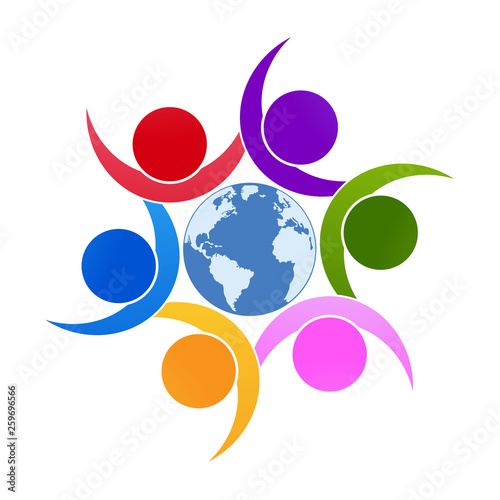  Graphic Wold group connection logo.people in the circle.logo team work 