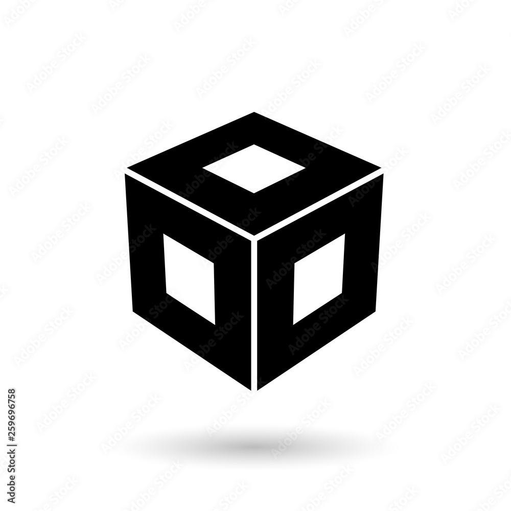 Monochrome Black Square Cube Vector Illustration Monochrome Black Square Cube Vector Illustration