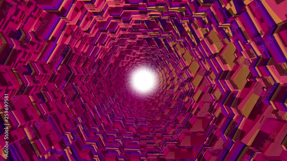 flight through 3d colorful polygonal scales tunnel background new quality motion graphics animation cool nice beautiful 4k video stock footage