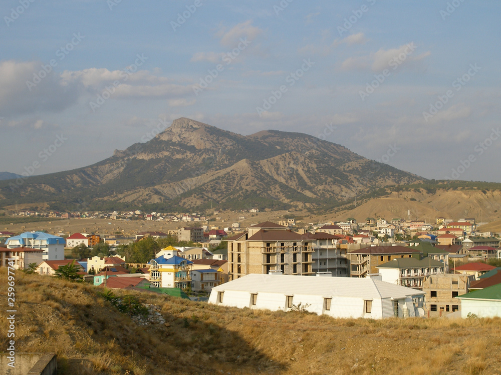 View of the city of Sudak. Summer view. Crimea
