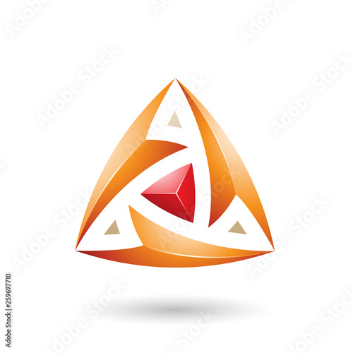 Orange Triangle with Arrows Vector Illustration