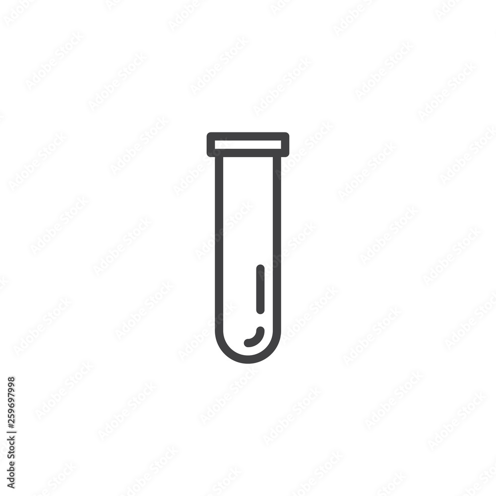 Test tube line icon. Flask linear style sign for mobile concept and web design. Laboratory glass outline vector icon. Symbol, logo illustration. Pixel perfect vector graphics Test tube line icon. Flask linear style sign for mobile concept and web design. Laboratory glass outline vector icon. Symbol, logo illustration. Pixel perfect vector graphics