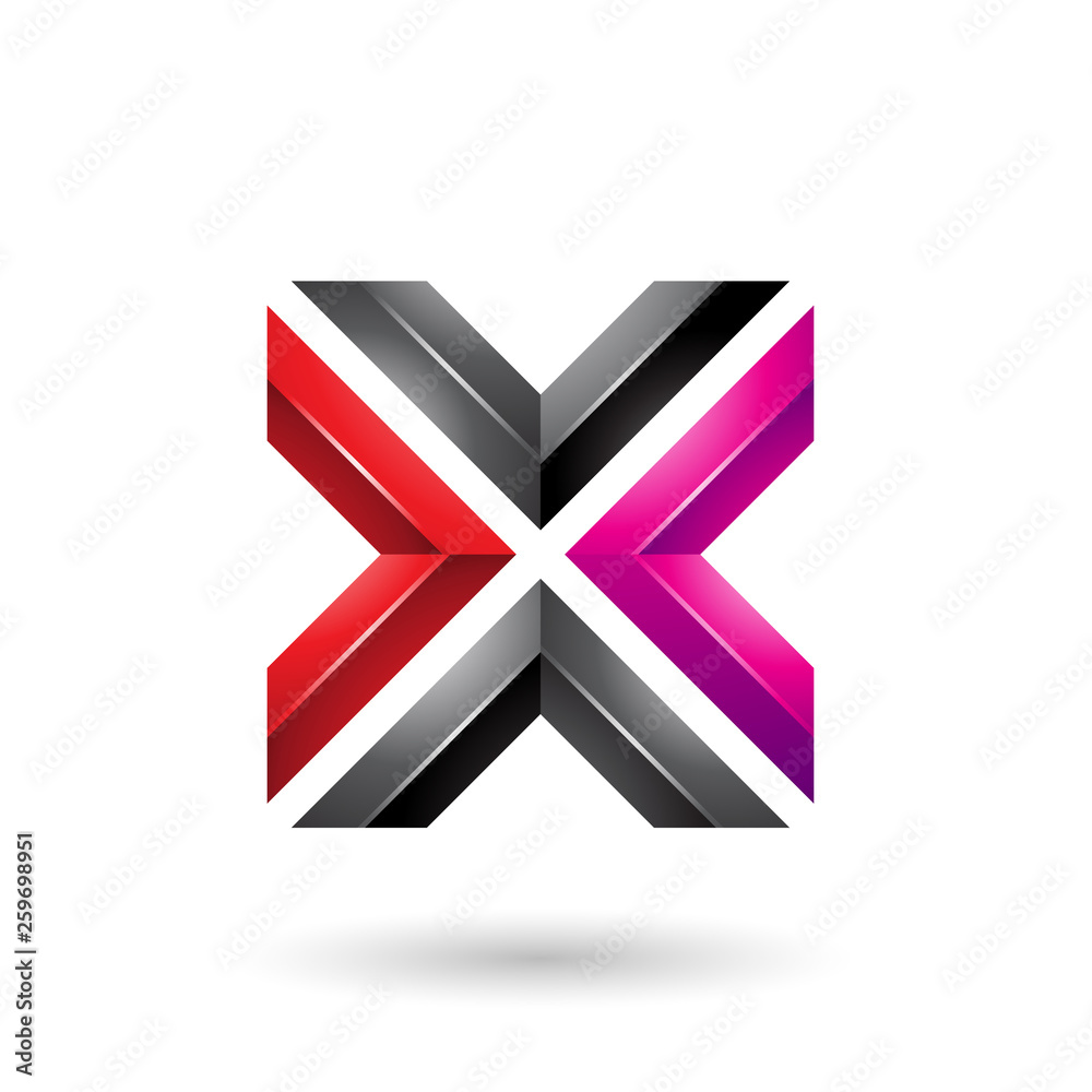 Red Magenta and Black Square Shaped Letter X Vector Illustration Red Magenta and Black Square Shaped Letter X Vector Illustration
