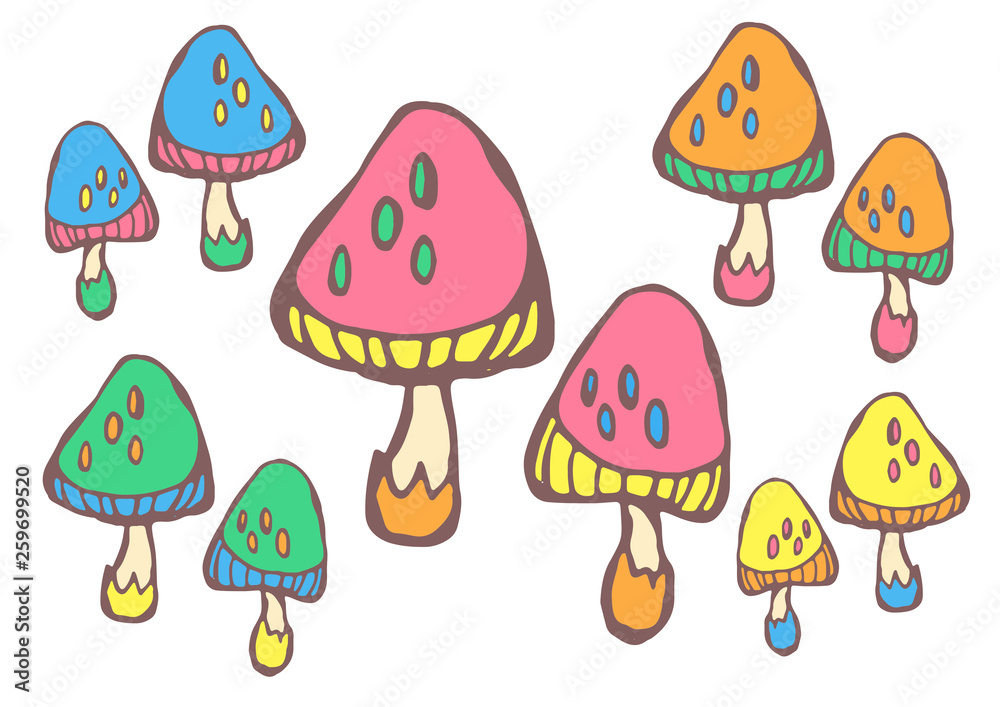 毒キノコの手書きイラスト ベクター素材 ポップアート Stock Vector Adobe Stock