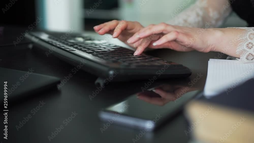 Closeup of Woman Typing on a PC keyboard Closeup of Woman Typing on a PC keyboard