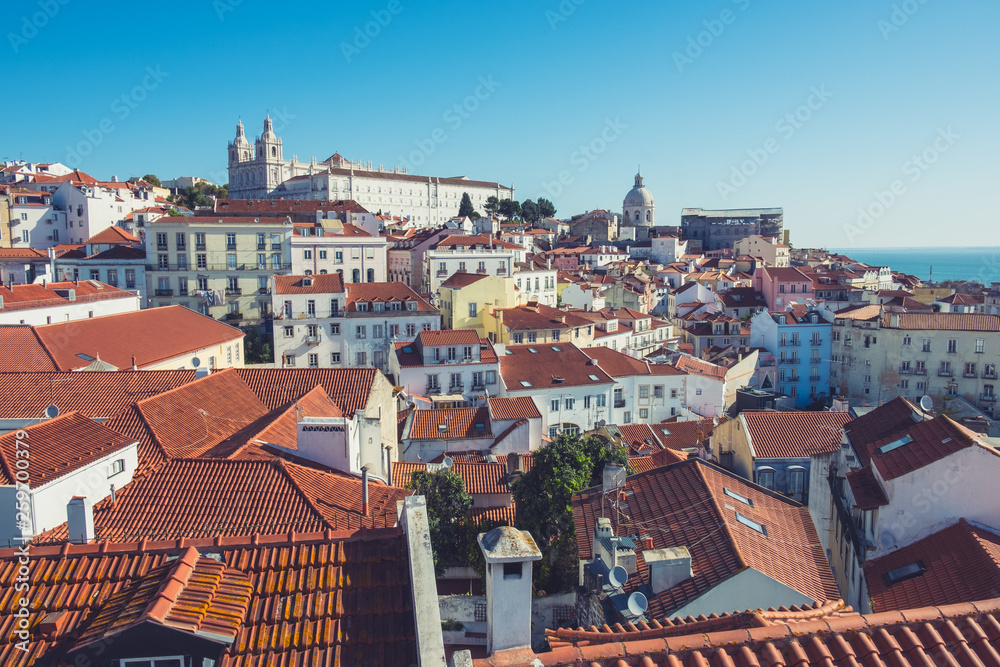 Alfama Lookout, Lisbon old city skyline from above