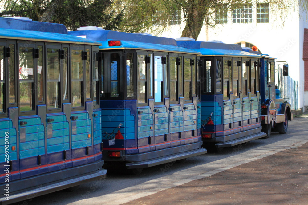 old blue tram