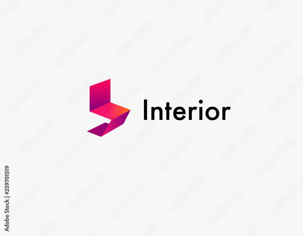 Logo chair geometric shape gradient for studio interior Logo chair geometric shape gradient for studio interior