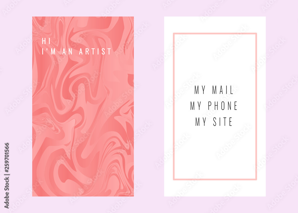 Business cards with marble texture. Branding and identity Vector.
