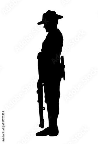 Silhouette of soldier paying tribute, Vector