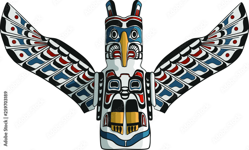Native american eagle totem vector. Traditional thunderbird icon ...