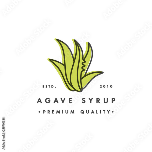 Packaging design template logo and emblem - syrup - agave. Logo in trendy linear style.