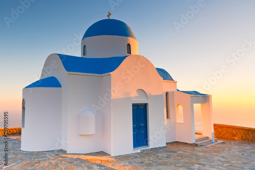Church above Nikia village on Nisyros island in Dodecanese island group, Greece.