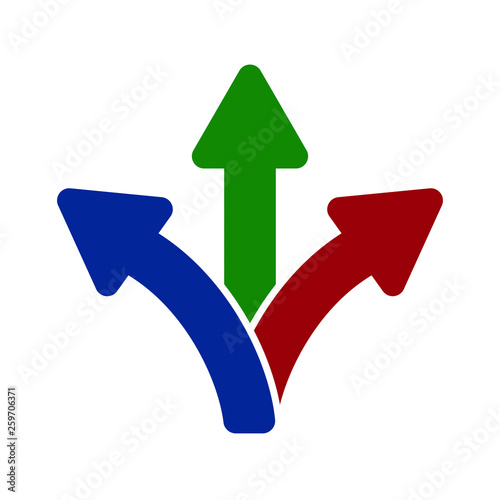 Arrows going in three different directions