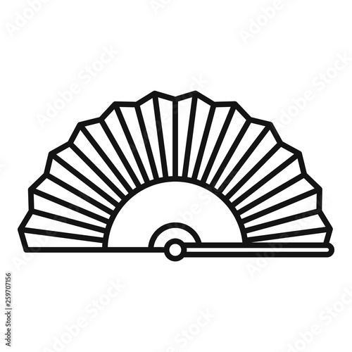 Elegance hand fan icon. Outline elegance hand fan vector icon for web design isolated on white background