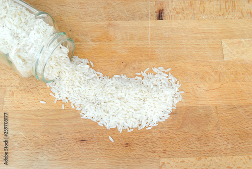 overturned raw rice