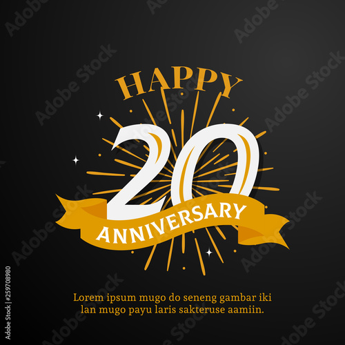 Happy 20 anniversary logo badge. birthday event background vector design