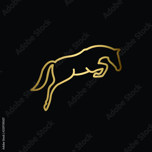 Creative Minimal Linear Jumping Horse Logo Design   Linear Horse Icon