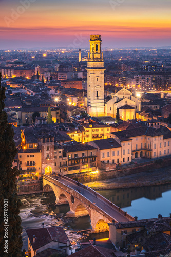 Verona old town during sunset. Verona, Veneto, Italy