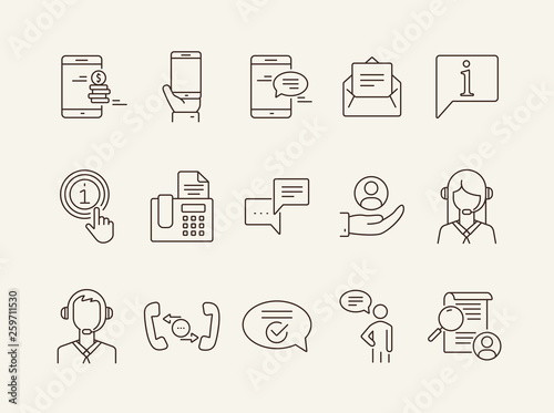 Customer support line icon set
