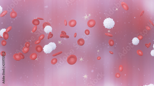 3D illustration of a blood with red cell white cell and platelet