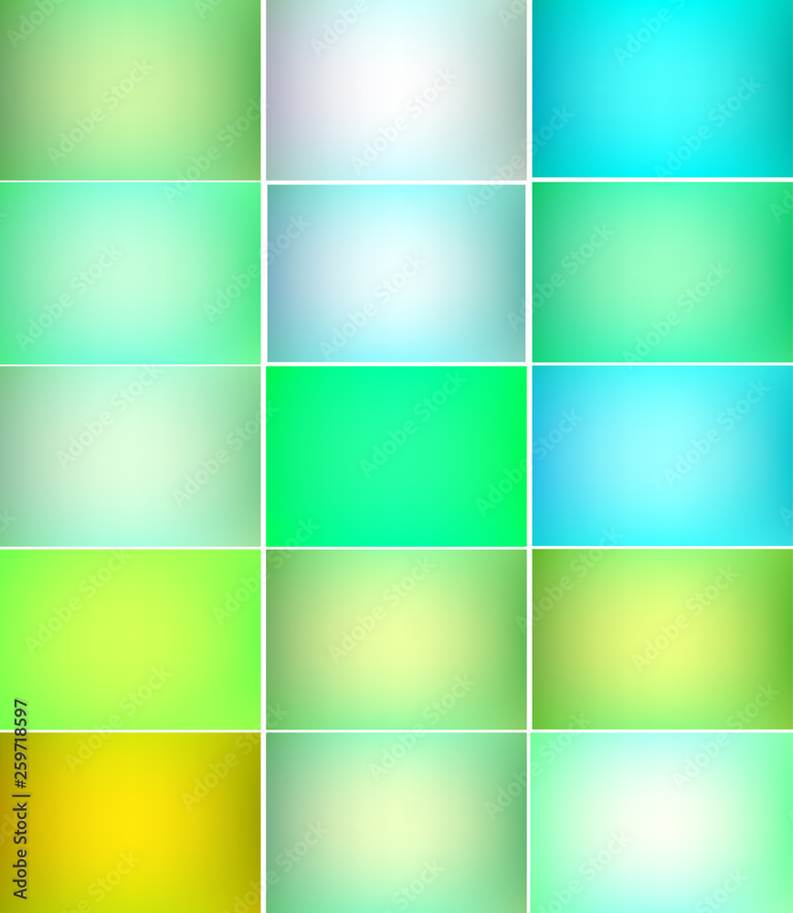 Turquoise green and blue cool color tone gradient mesh backdrop & background set.