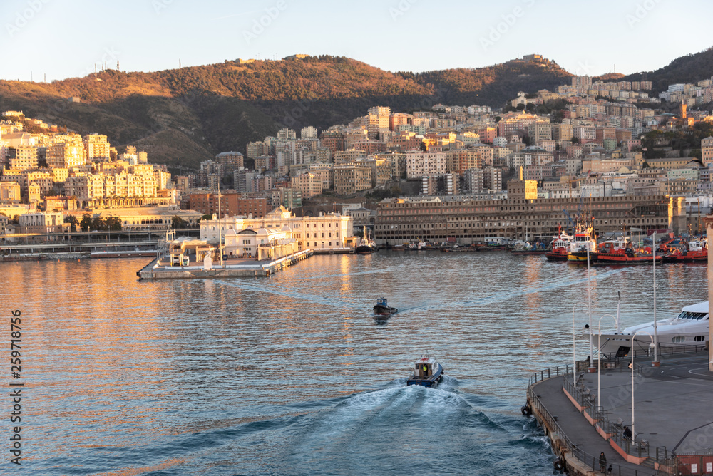 panoramic view of the port of genoa