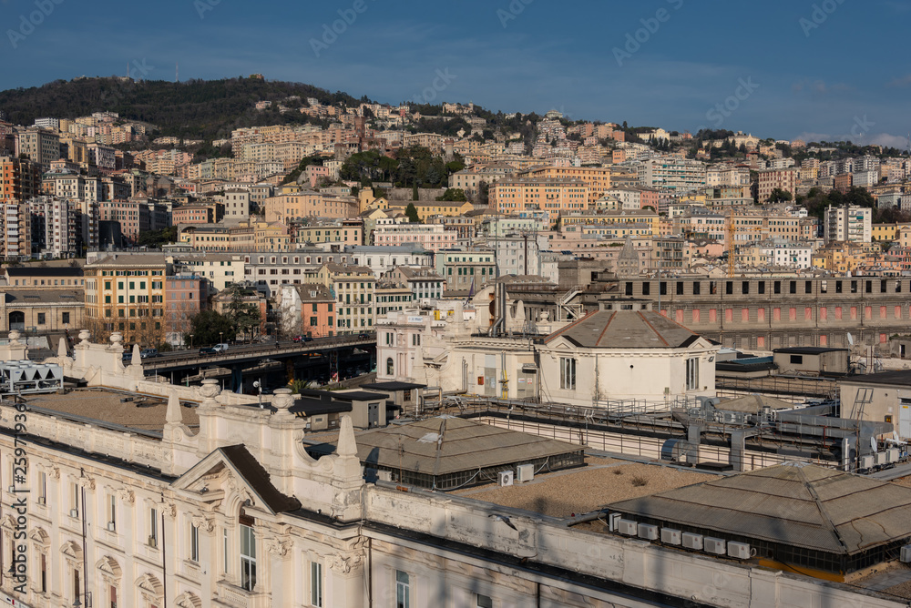 View of the urban landscape of Genoa