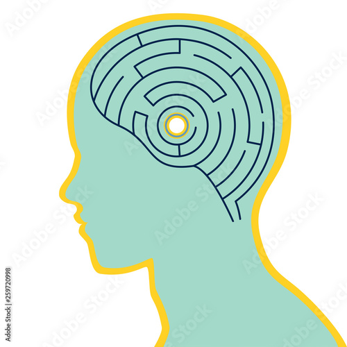 Labyrinth brain in human head vector illustration