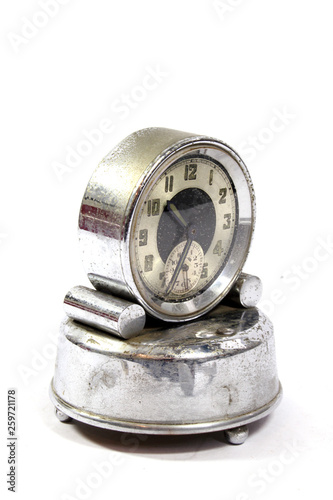 Vintage Timepiece Clock on White Background
