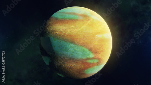 Exoplanet in deep space. Science fiction composition, digital realistic concept art. Abstract bright 3d illustration. © cgterminal