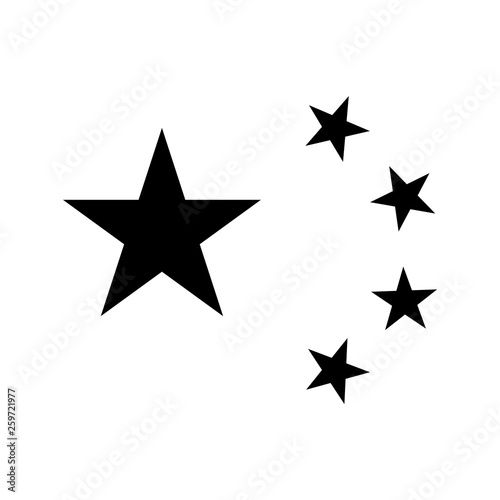 Five black stars of flag of People's Republic of China isolated on white background.